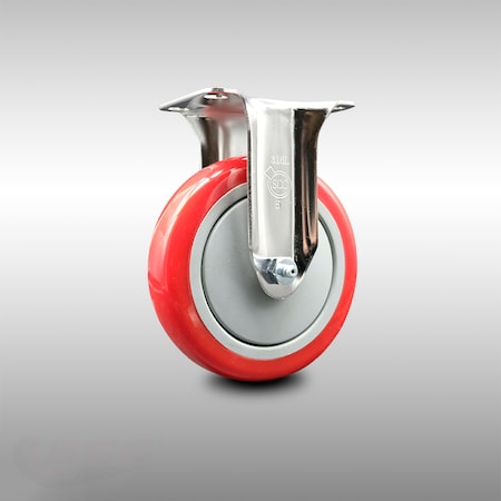 Service Caster 5 Inch 316SS Red Polyurethane Wheel Rigid Top Plate Caster SCC-SS31620R514-PPUB-RED